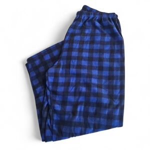 Leveret Men's Blue and Black Fleece Plaid Pajama Pants Bottoms NWT Size XXL